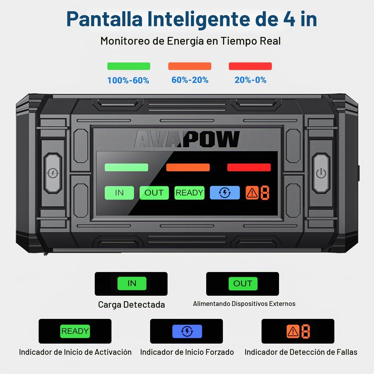 AVAPOW TJ18 5000A Batería Arrancador Portátil con Pantalla HD de 4&...