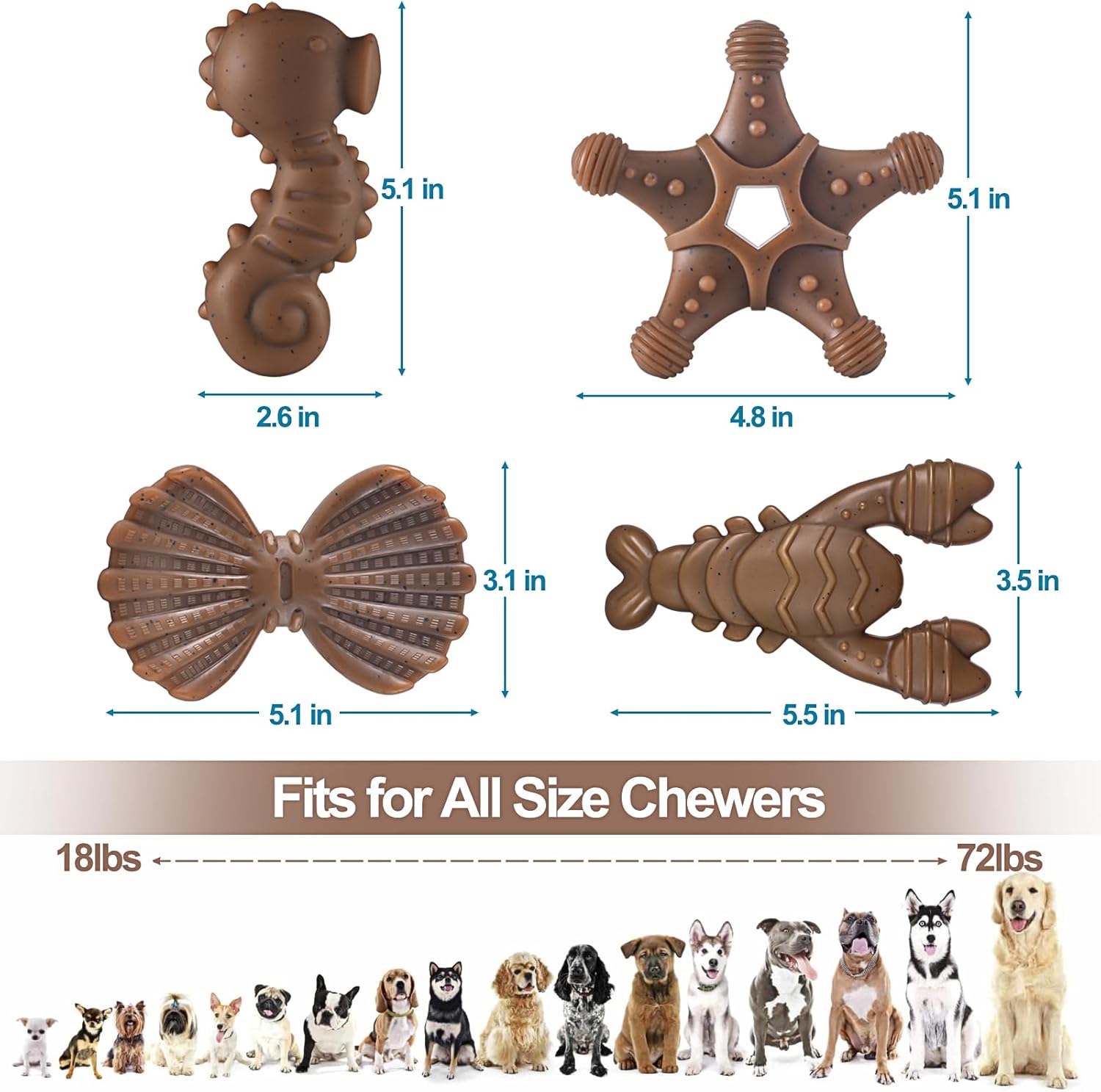 NEZIN Juguetes masticables para perros para masticadores agresivos,...