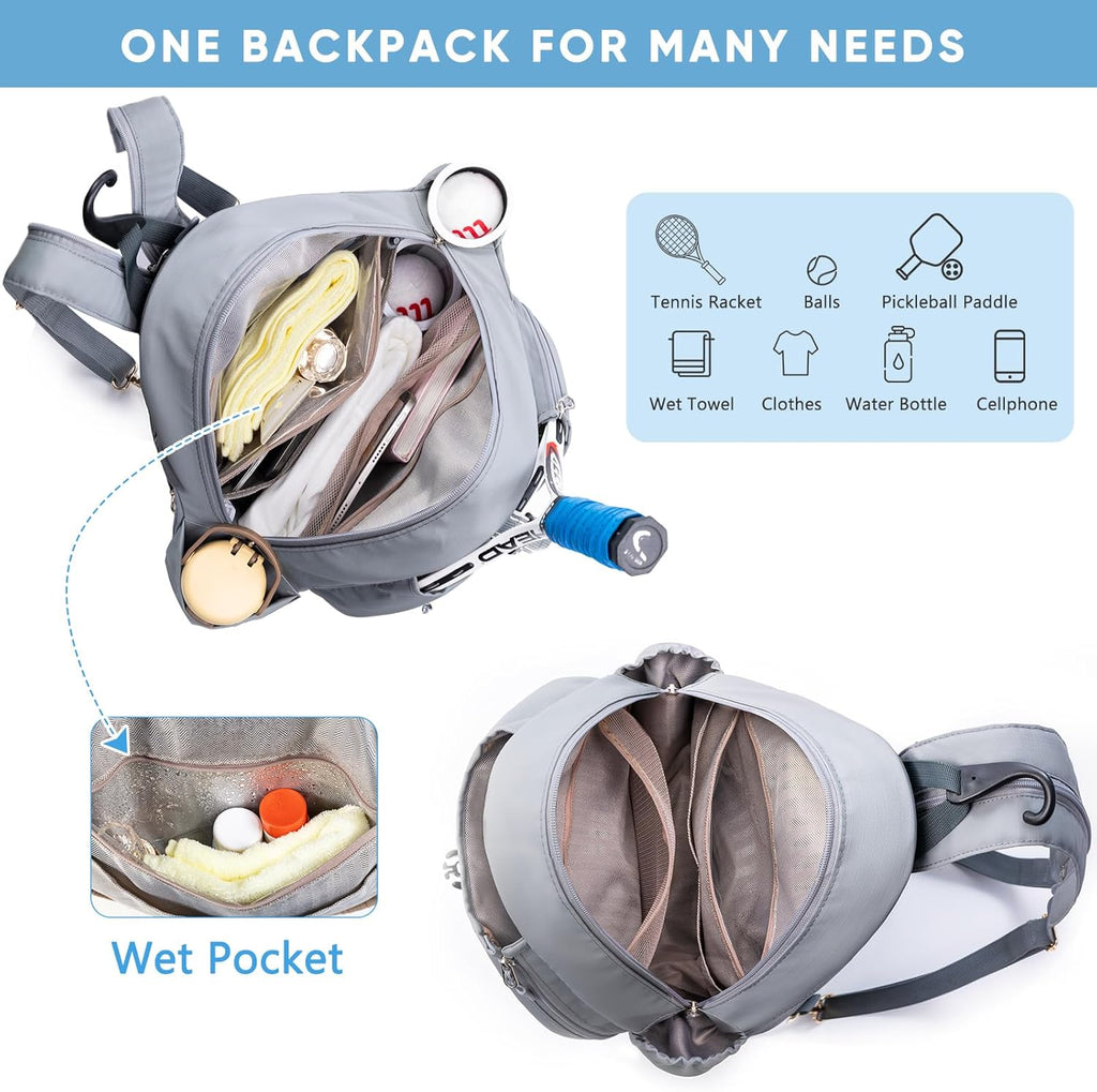 SPORJET Mochila de Tenis con Soporte para 2 Raquetas, Bolsa de Raqu...