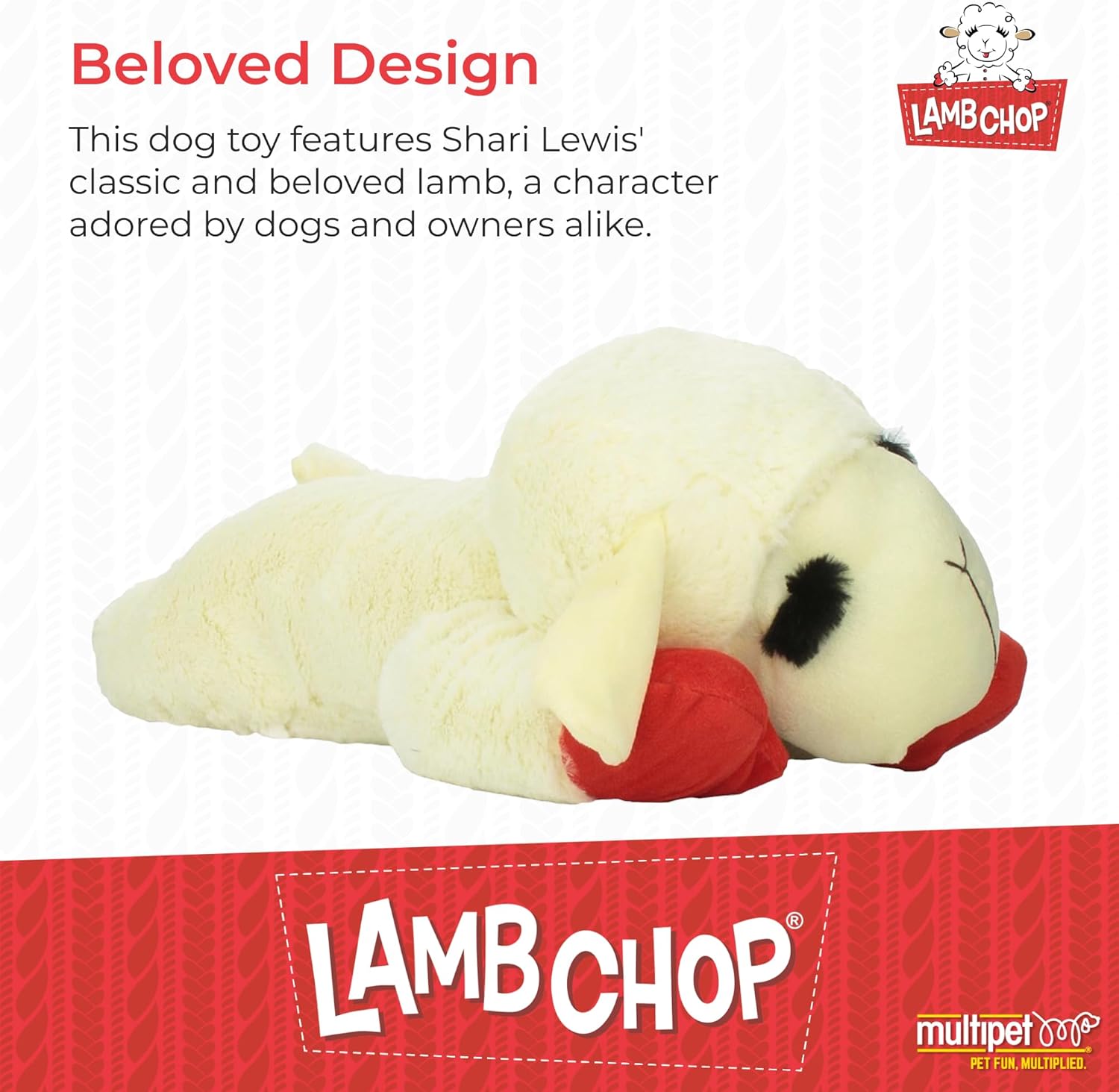 Multipet Licenciado oficialmente Lamb Chop Jumbo White Pelush Dog T...