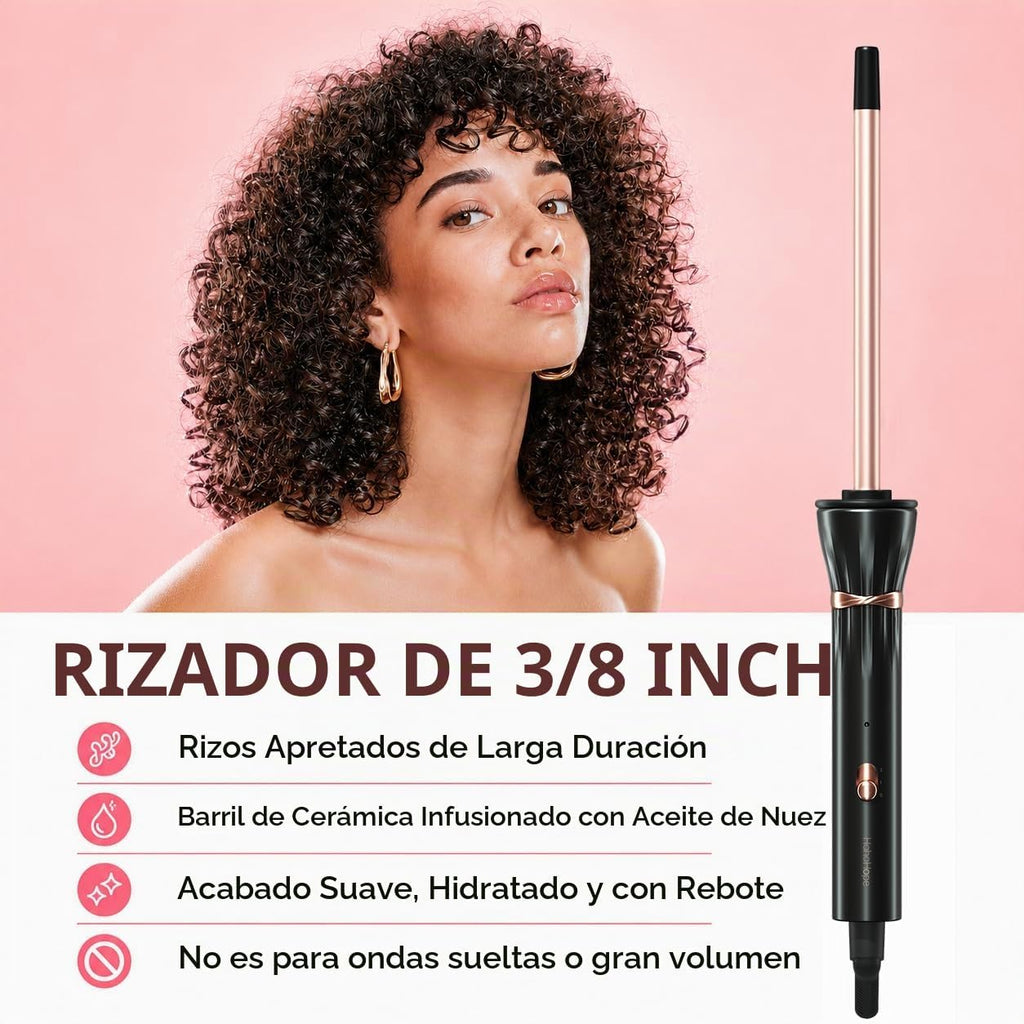 HIRAY - Rizador de 3\/8 Pulgadas, varita rizador de 9 mm pequeña, r...