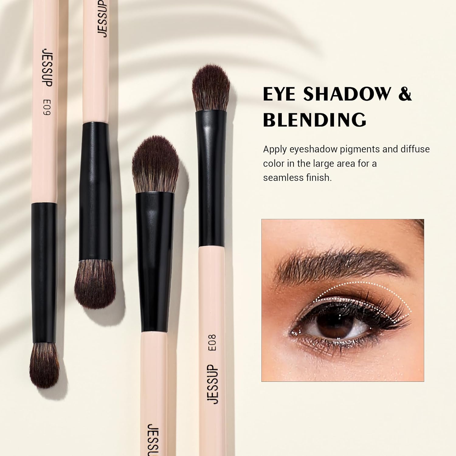Jessup brochas de maquillaje 5 piezas, juego de brochas de ojos de...