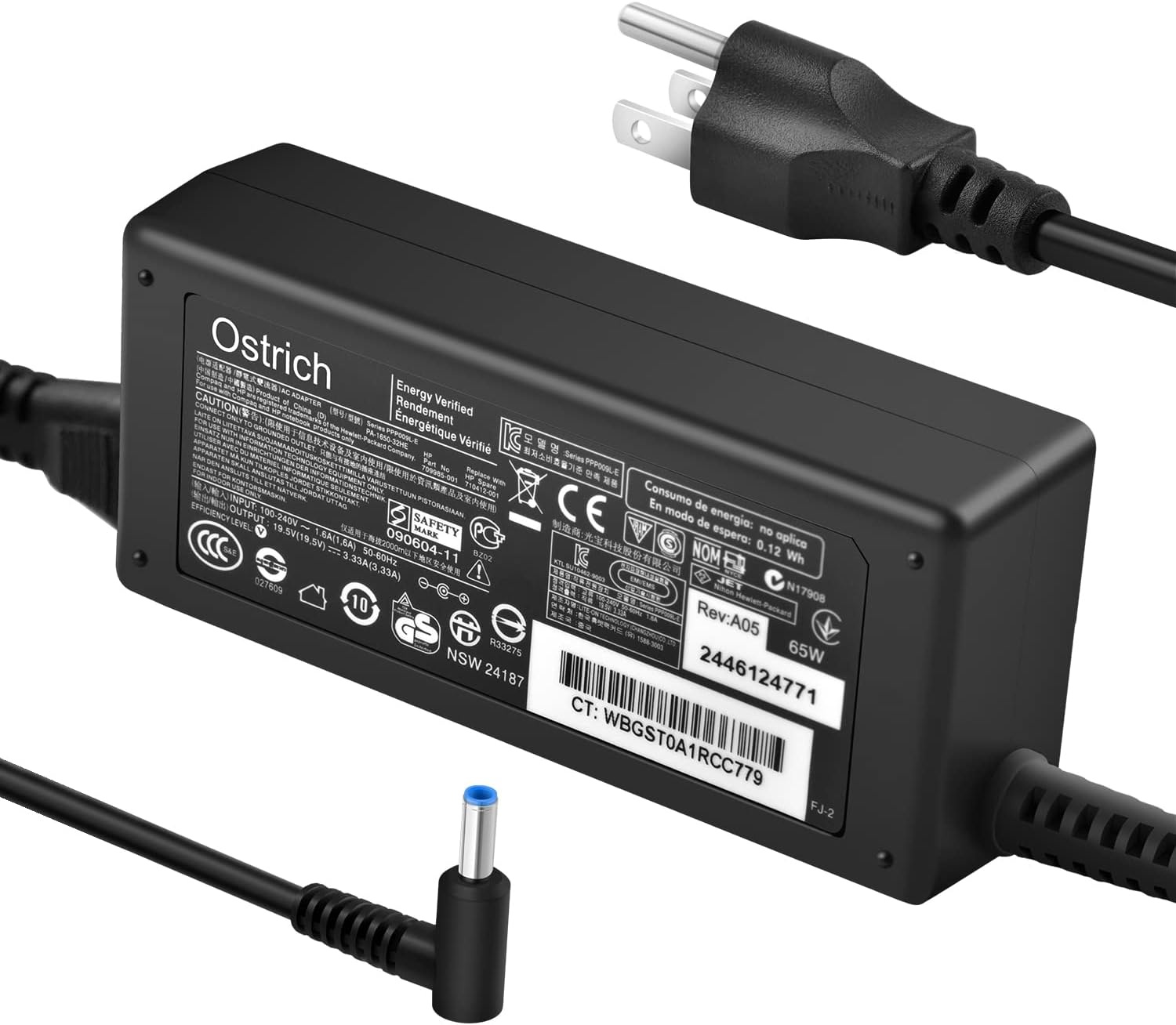 Cargador compatible con computadora portátil HP 65W 45W Adaptador d...