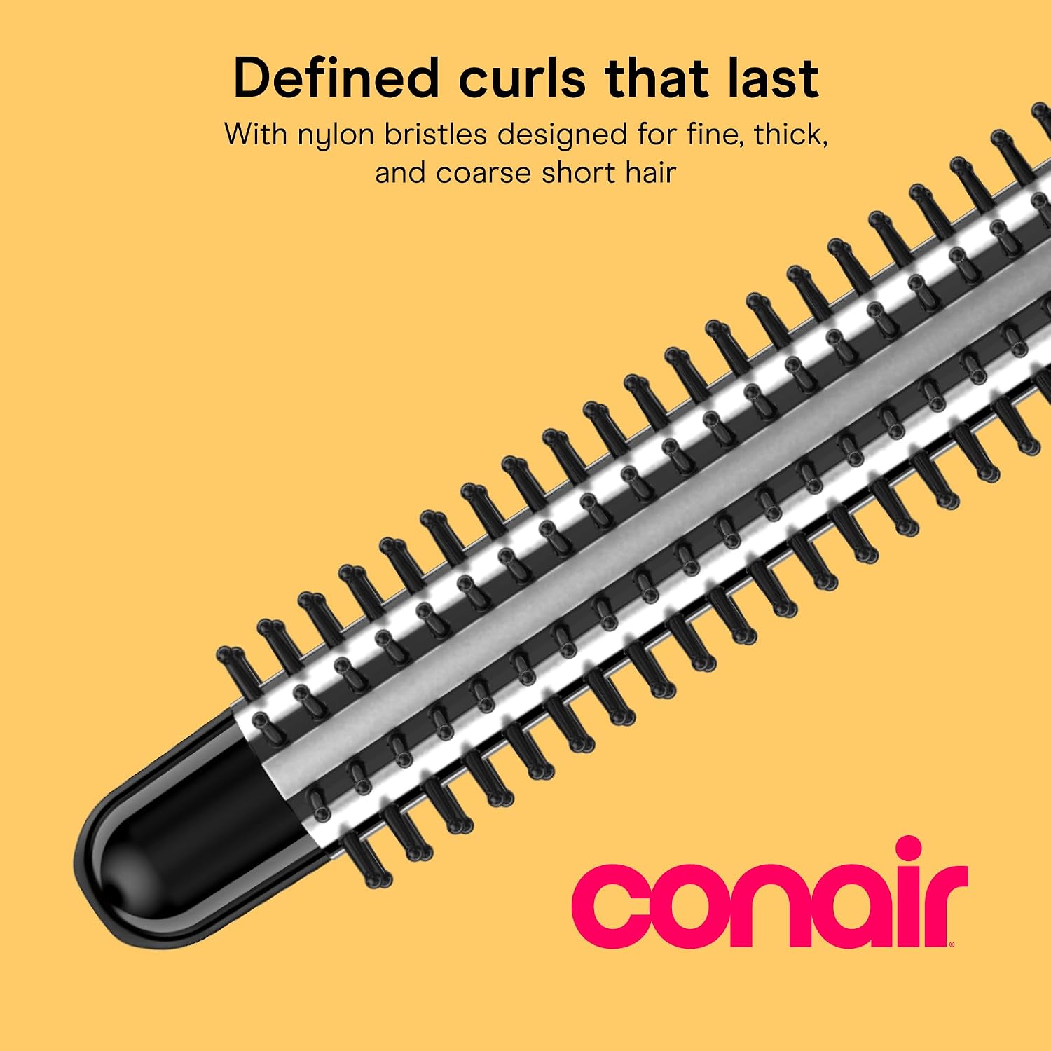Conair Cepillo de rizador para cabello corto, cerdas de nailon, bar...