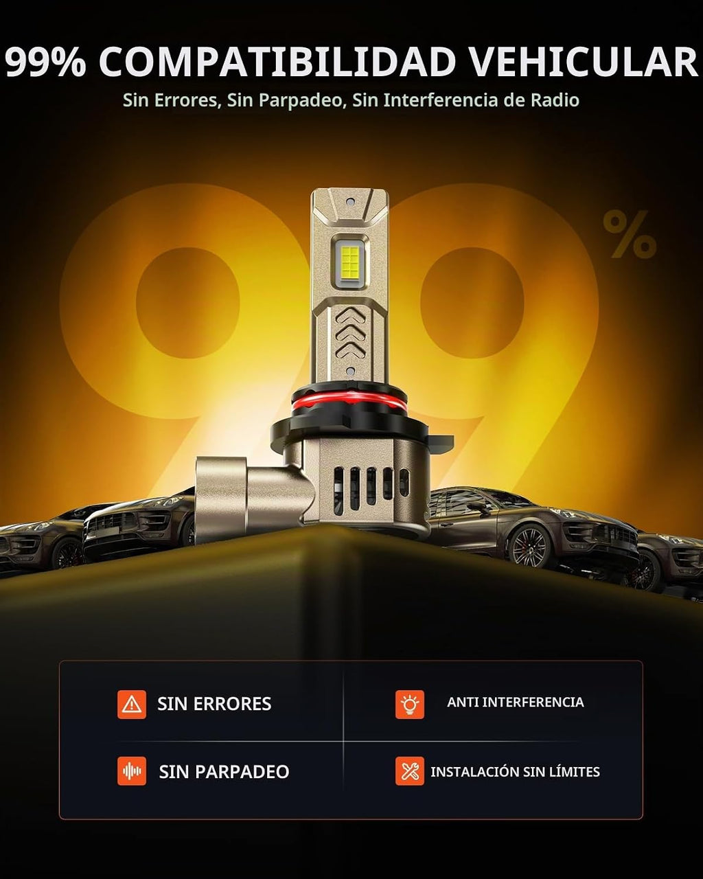 SEALIGHT Bombillas 9012 HIR2, 9X Super Brillantes 6500K Blanco Frío...