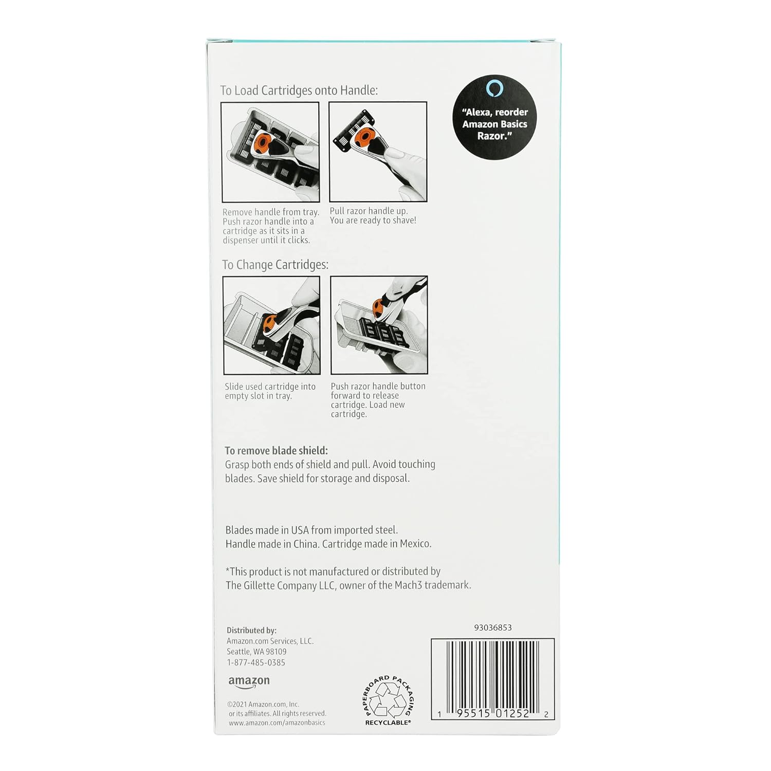 Amazon Basics - Maquinilla de afeitar de 3 cuchillas con esfera de...