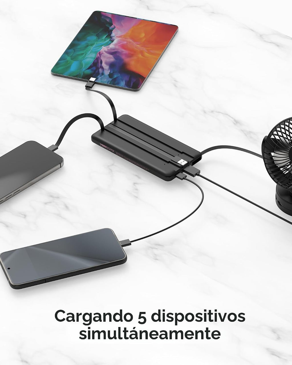 VEEKTOMX Cargador portátil de 10000 mAh con cables integrados, carg...