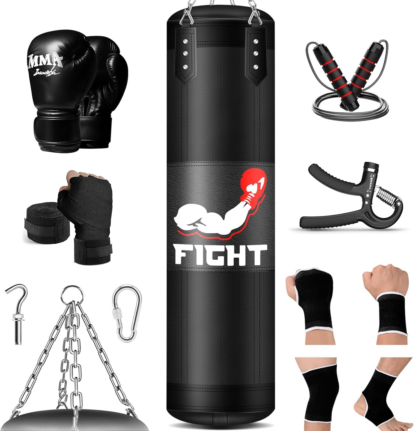 Juego de saco de boxeo para adultos, juego de saco de boxeo pesado...