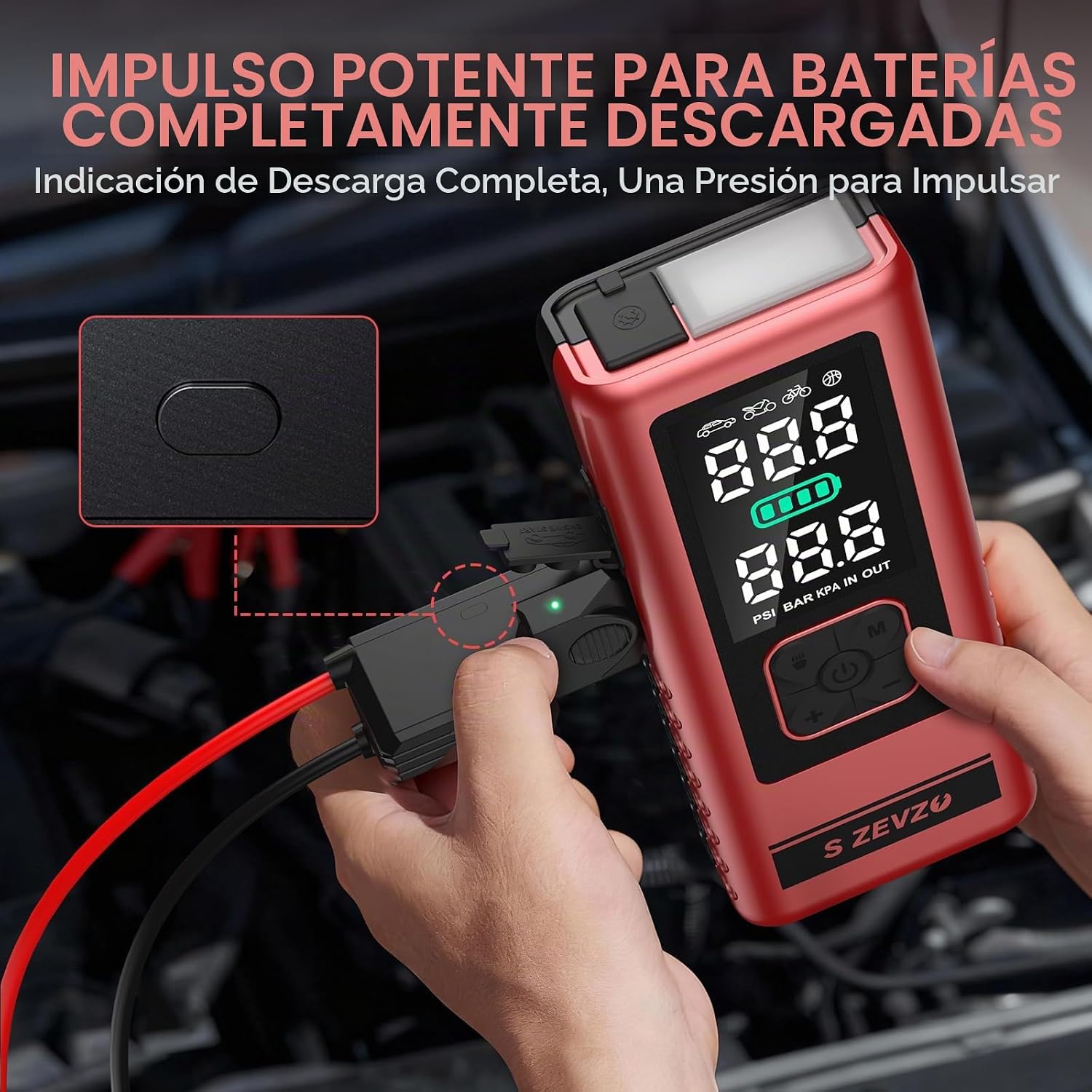 S ZEVZO Arrancador de coche con compresor de aire, 6000A 150PSI Jum...