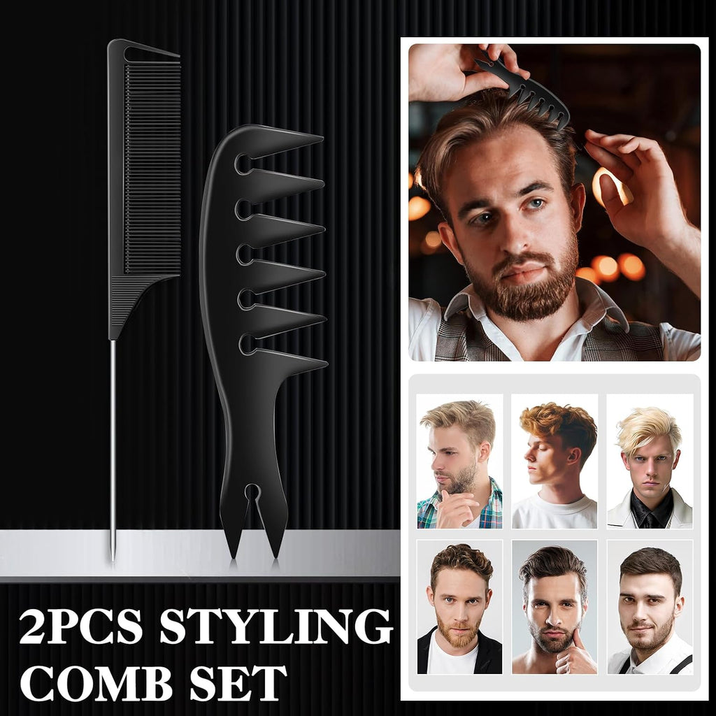 DUAIU Juego de 9 peines para el cabello, peines de peluquero profes...
