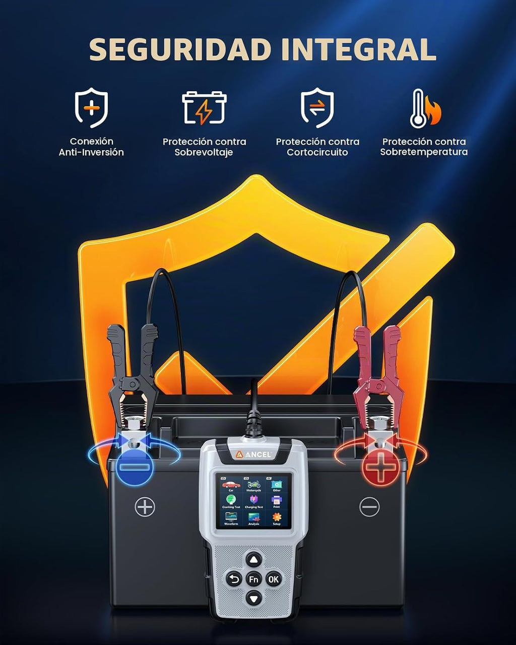 ANCEL BA101 Plus Probador de Batería de Auto 6V 12V, Probador de Ca...