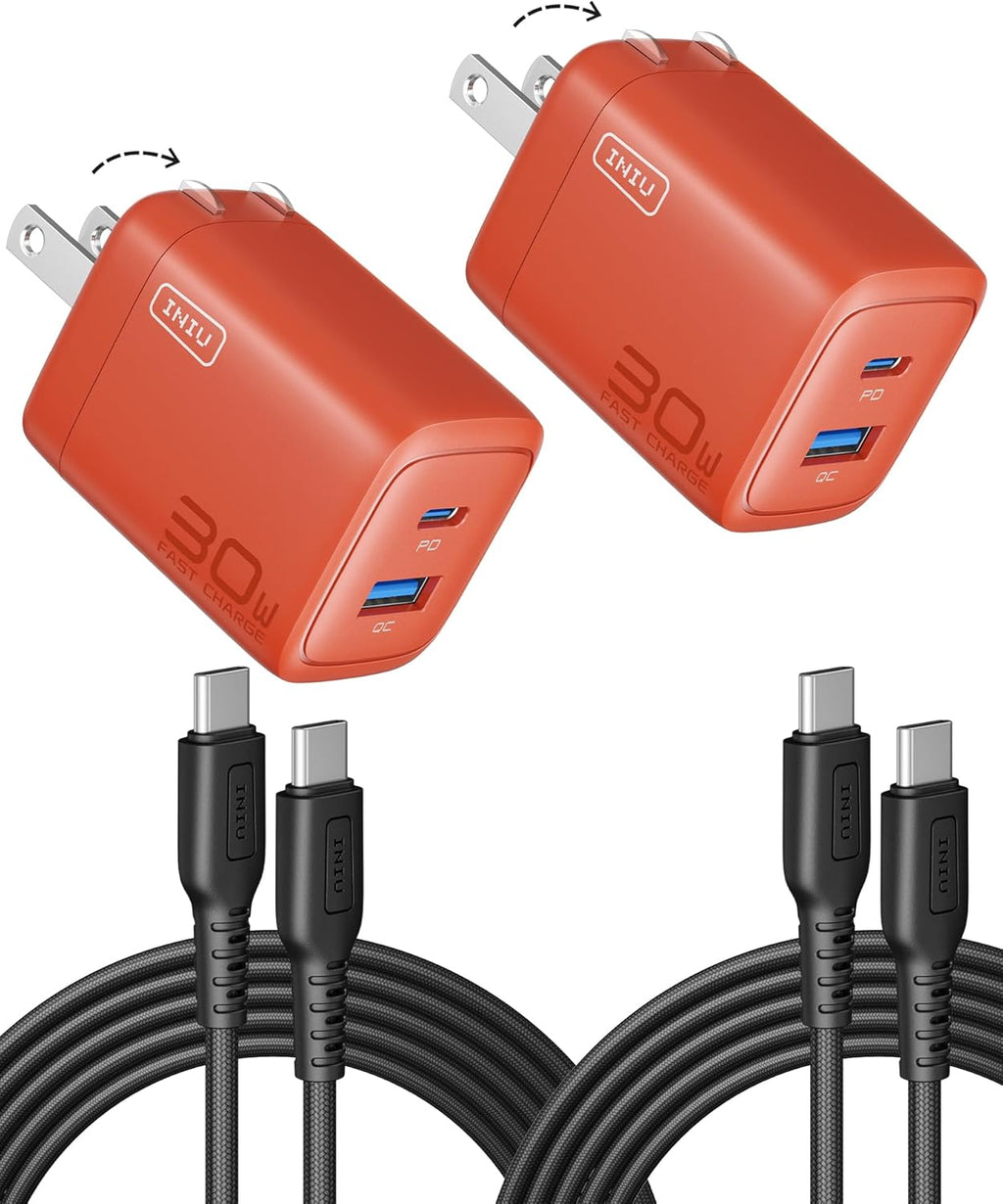 INIU Bloque de cargador USB C, paquete de 2 unidades de carga rápid...