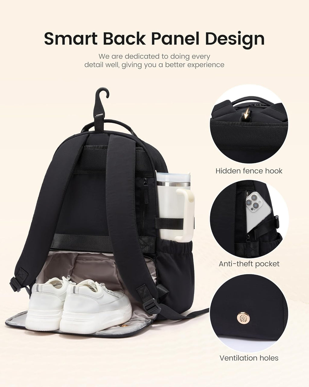 LOVEVOOK Bolsa de tenis para mujer, mochila de tenis con compartime...
