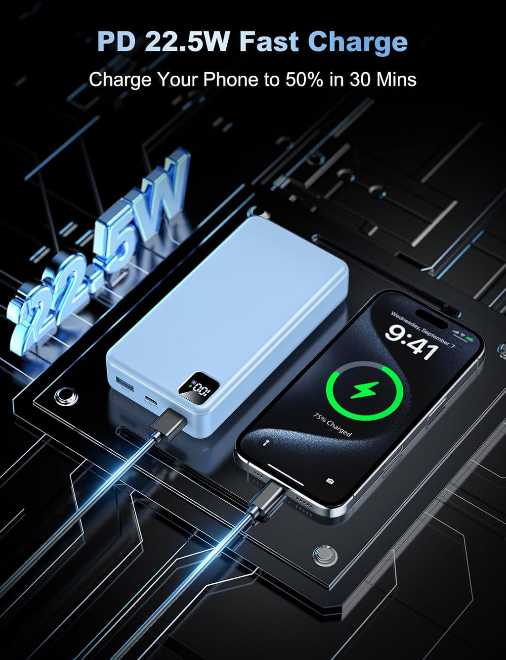 Cargador portátil, batería de 56800 mAh, cargador de teléfono portá...