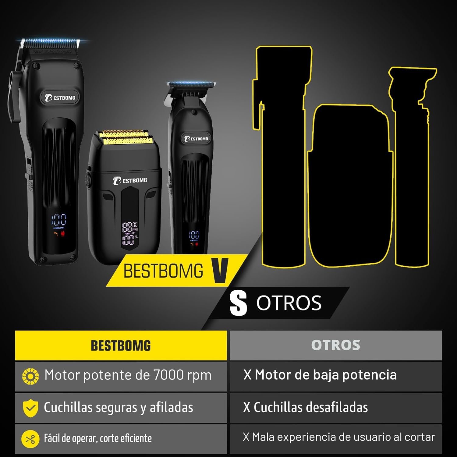 BESTBOMG® Cortapelo para hombres, cortapelos profesionales, juego d...