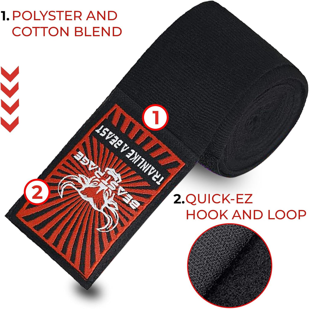 BEAST RAGE Vendas para manos de boxeo para MMA Kickboxing, muñequer...