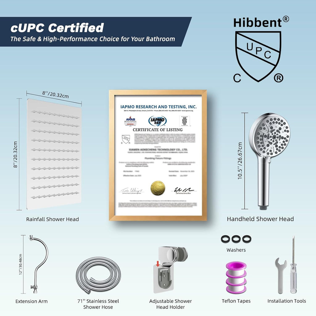 Hibbent Cabezal de ducha de alta presión con certificación cUPC All...