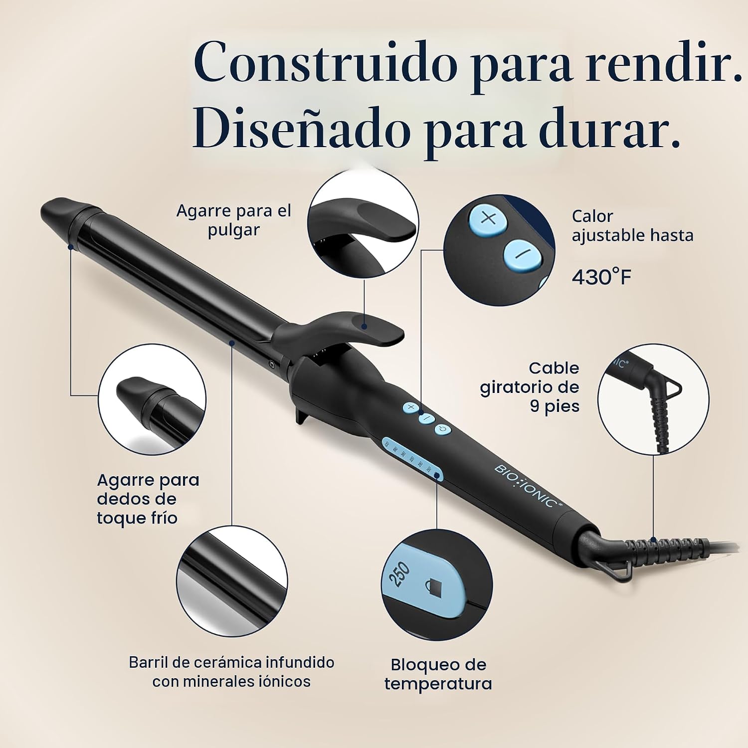 Bio Ionic Rizador de Cilindro Largo, Rizador de Pelo con Tecnología...
