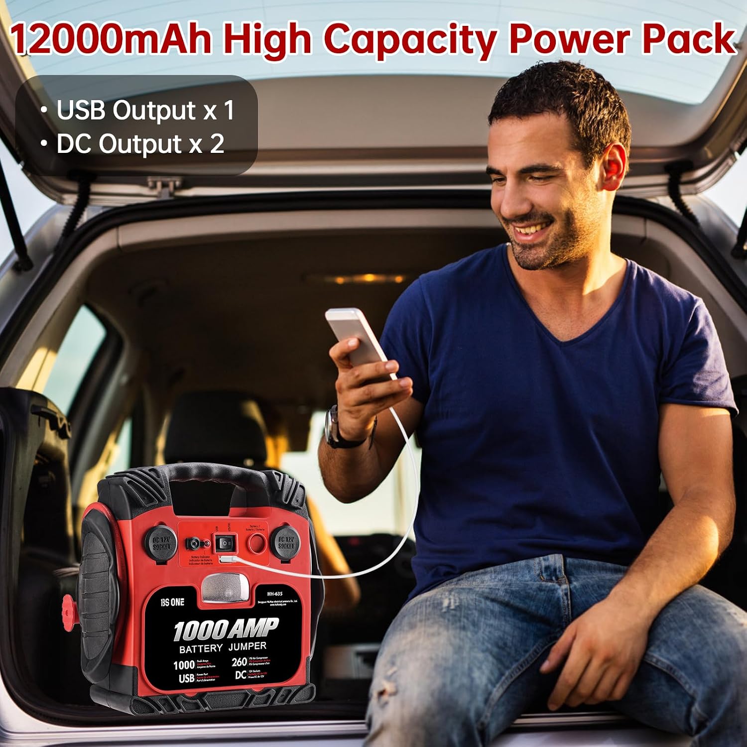 BS ONE 1000 Amp Pico de corriente Arrancador de coche, Caja de arra...