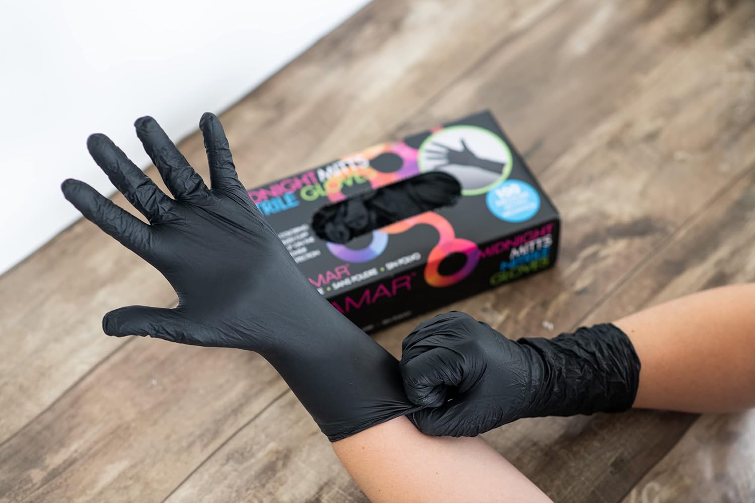 FRAMAR Guantes desechables negros grandes \u2013 Guantes sin látex...