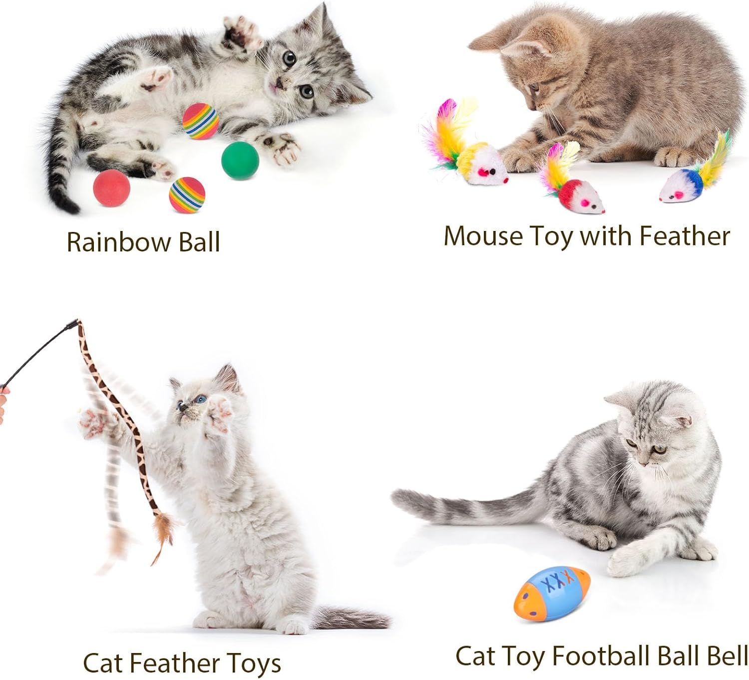 Retro Shaw Paquete de juguetes para gatos, 25 unidades, juguetes in...