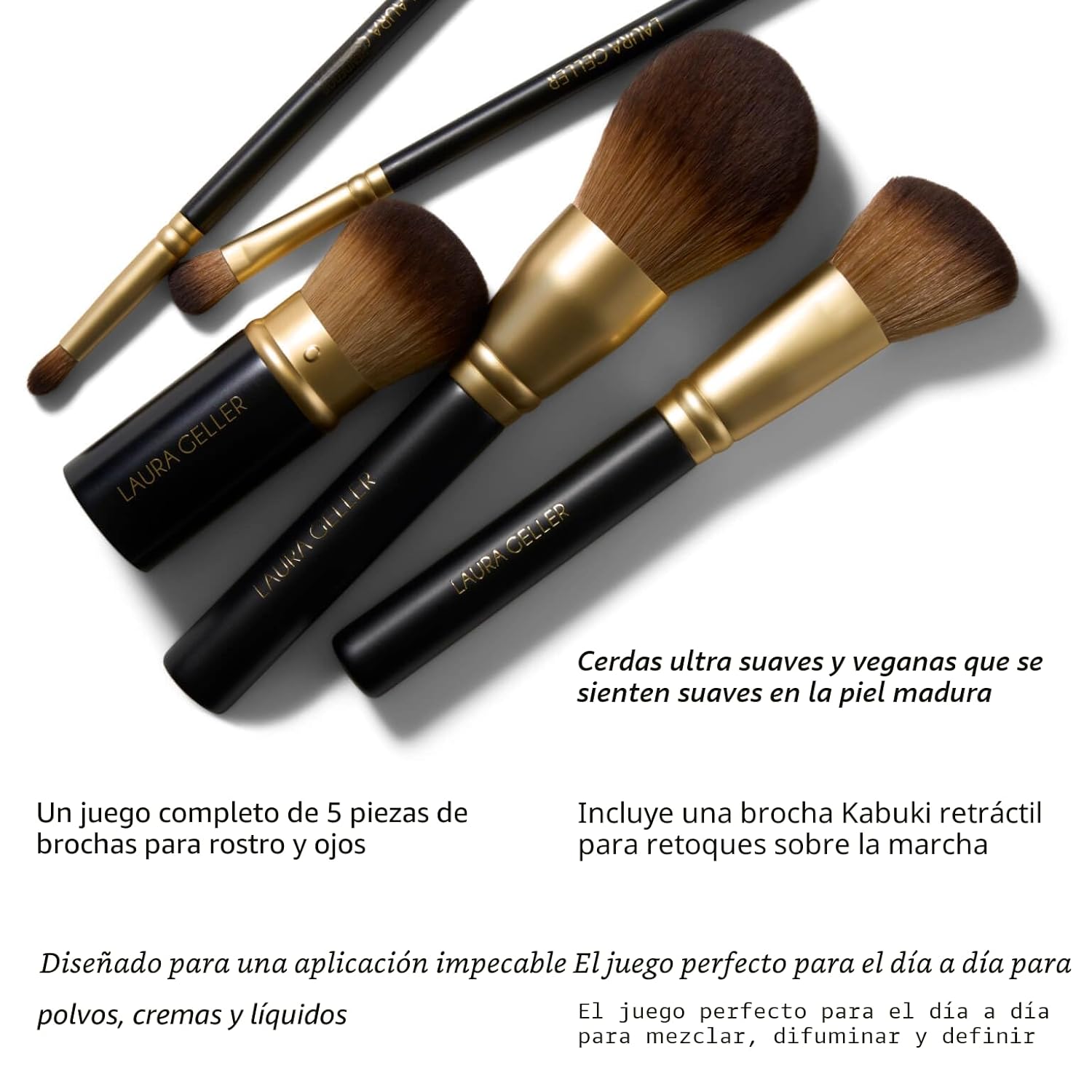 LAURA GELLER NEW YORK Pinceles de maquillaje profesional cosmético...