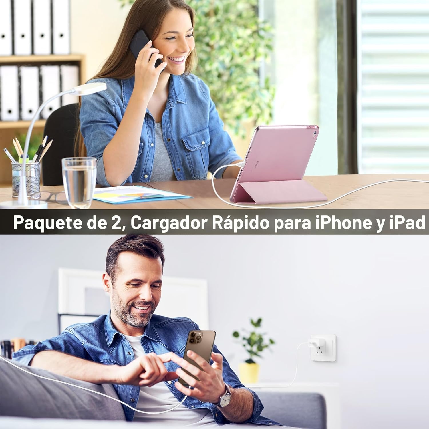 Cargador para iPhone 17, 16, 15, carga rápida, cable de carga USB C...