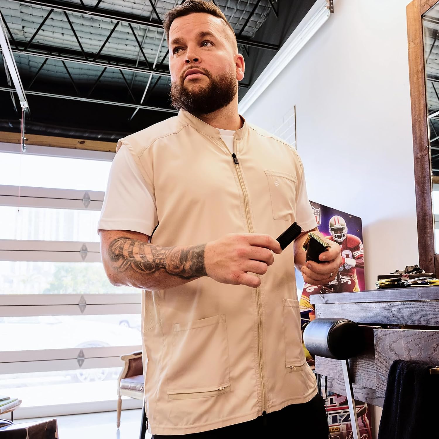 Barber Strong Chaleco de peluquero, repelente del cabello de los ho...