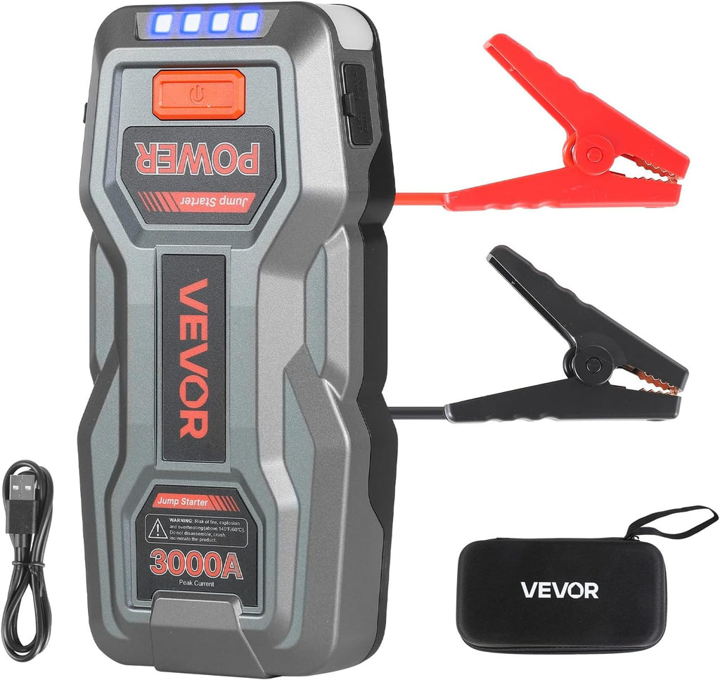 VEVOR Arrancador de salto, pico de 3000 A, paquete de batería de ar...