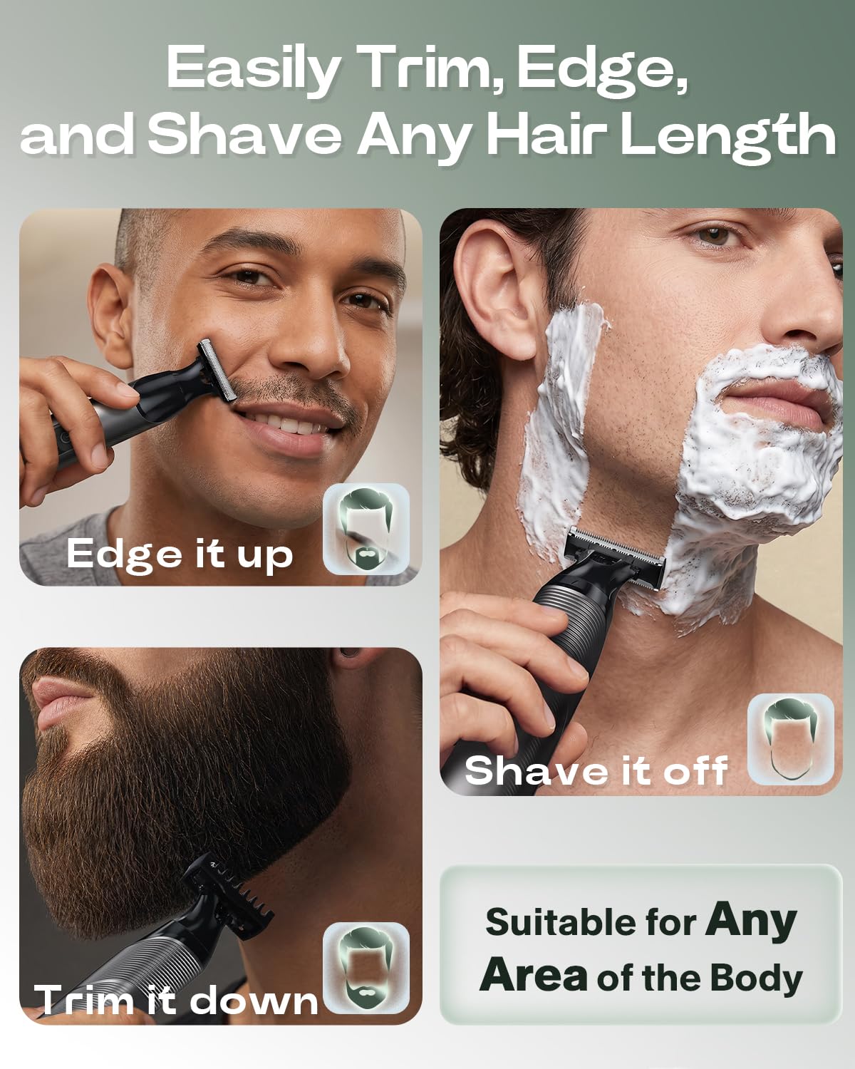 Recortadora de barba para hombres y cabello corporal, hoja de doble...