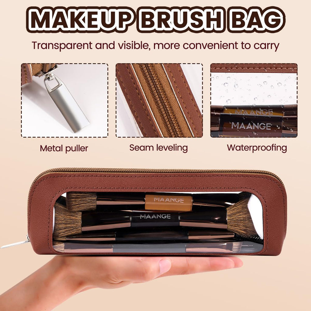 MAANGE Juego de 13 brochas de maquillaje de base con bolsa, brochas...