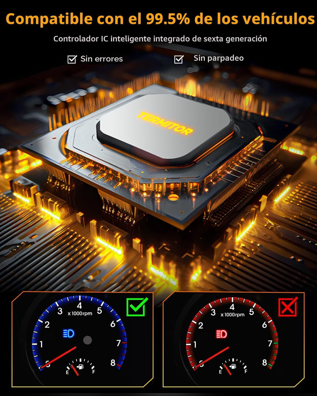 Termitor NextGen - Bombillas LED H11\/H9\/H8 9005\/HB3, 100000 lúme...
