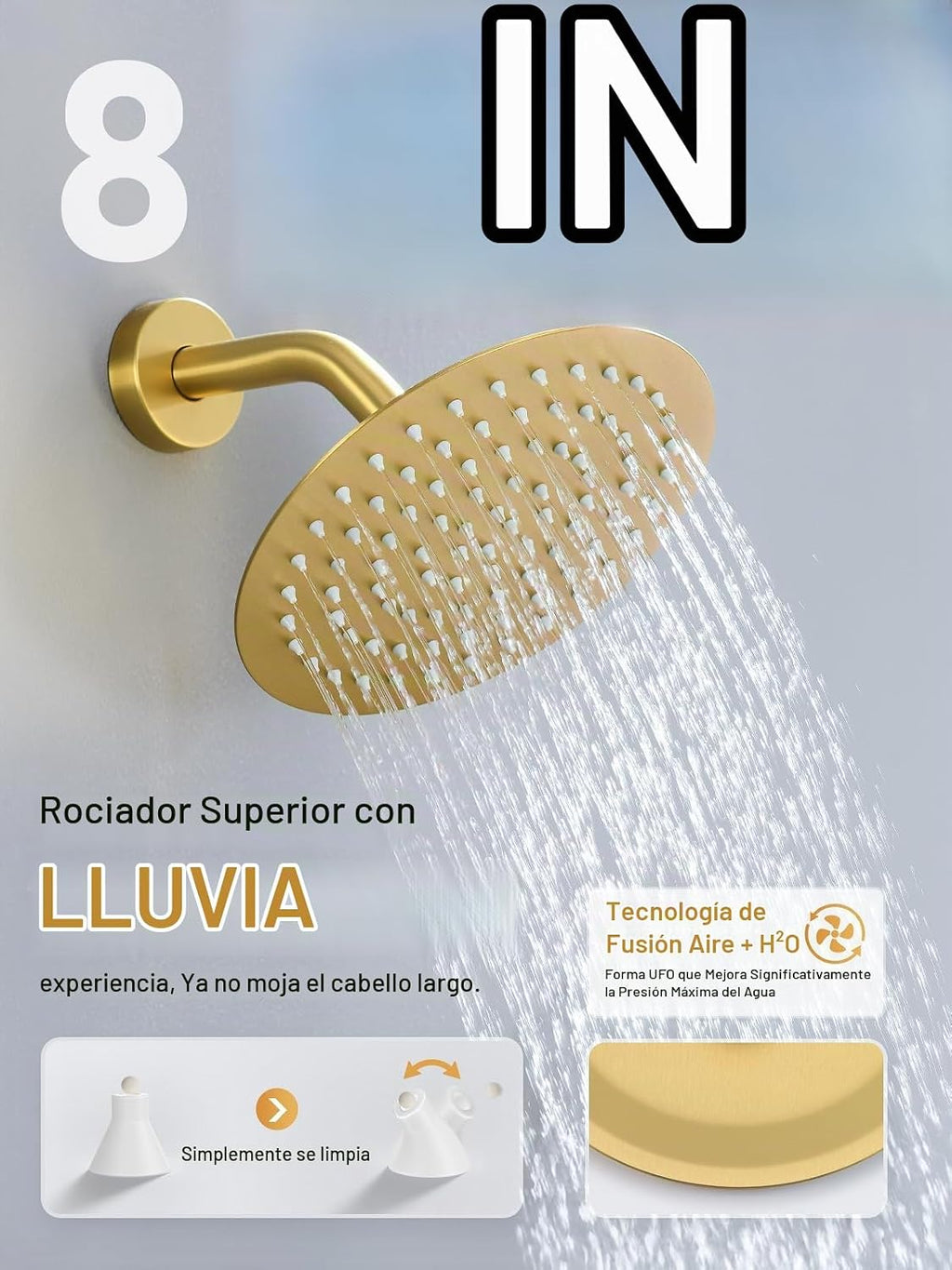 Woindo Juego de grifo de ducha de 10 pulgadas, cabezal de ducha lat...