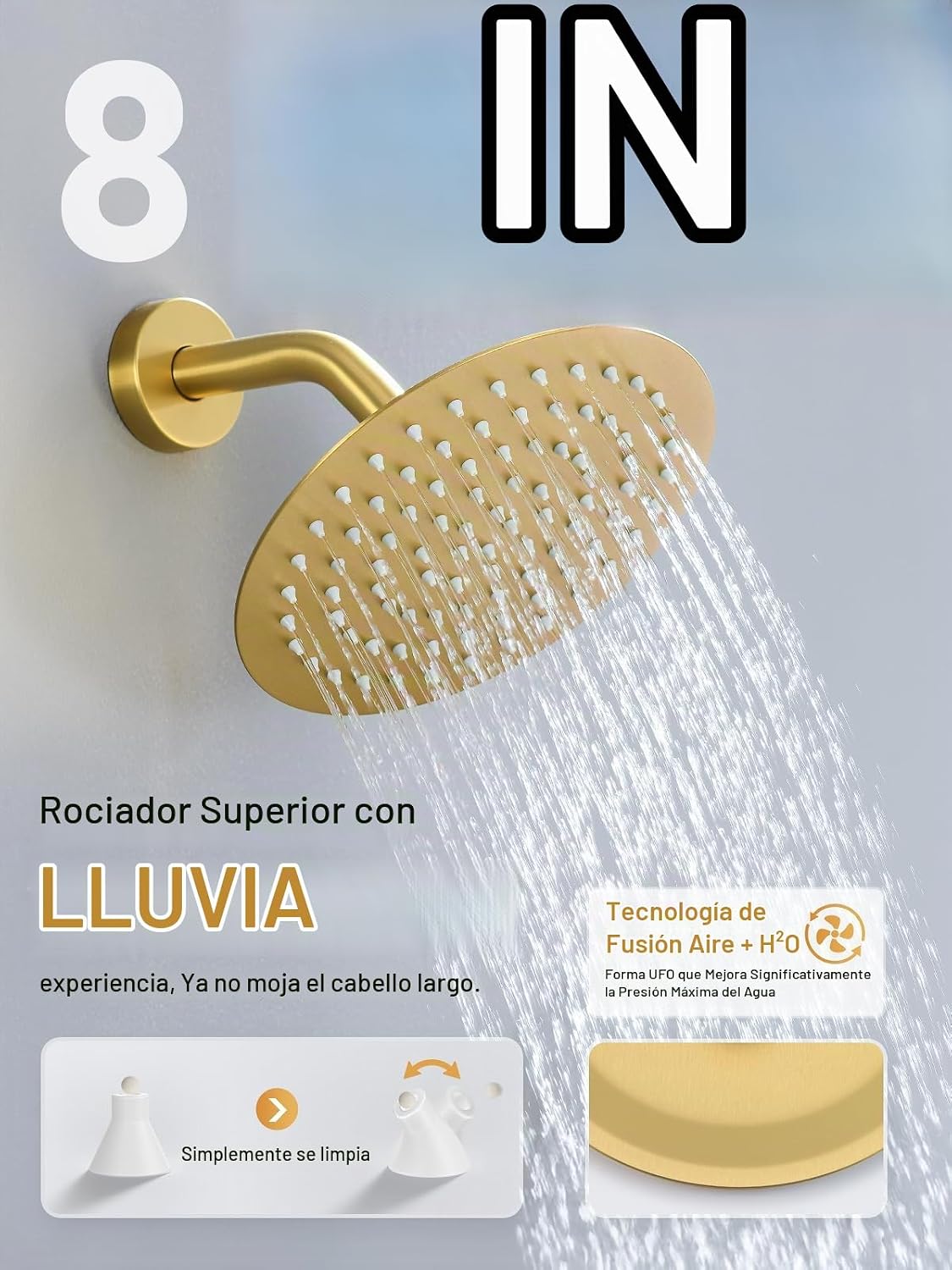 Woindo Juego de grifo de ducha de 10 pulgadas, cabezal de ducha lat...