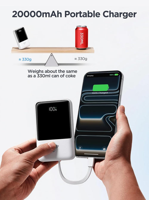 Aioneus Cargador portátil de 20000 mAh, banco de energía con cables...