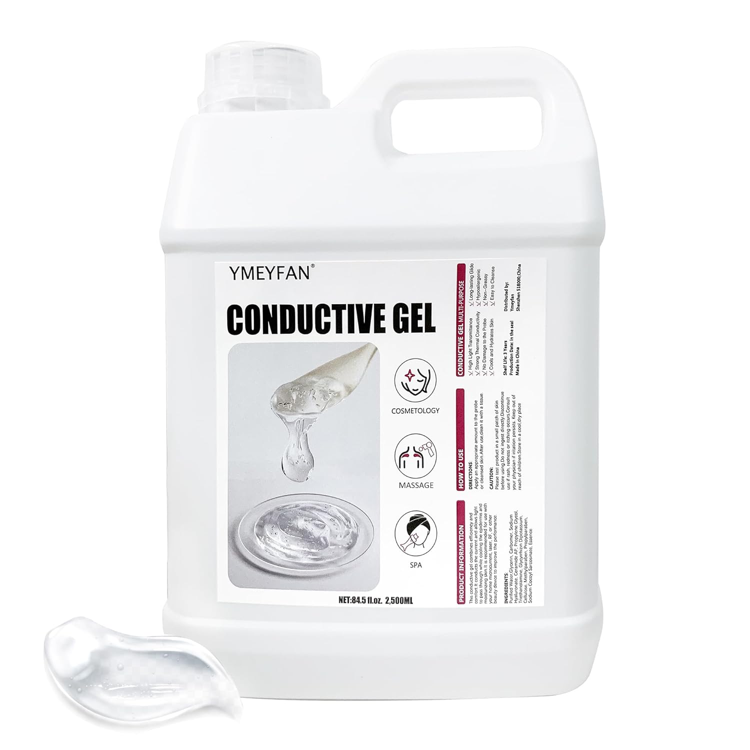 YMEYFAN Gel conductor grande de 2,5 litros para dispositivo facial...