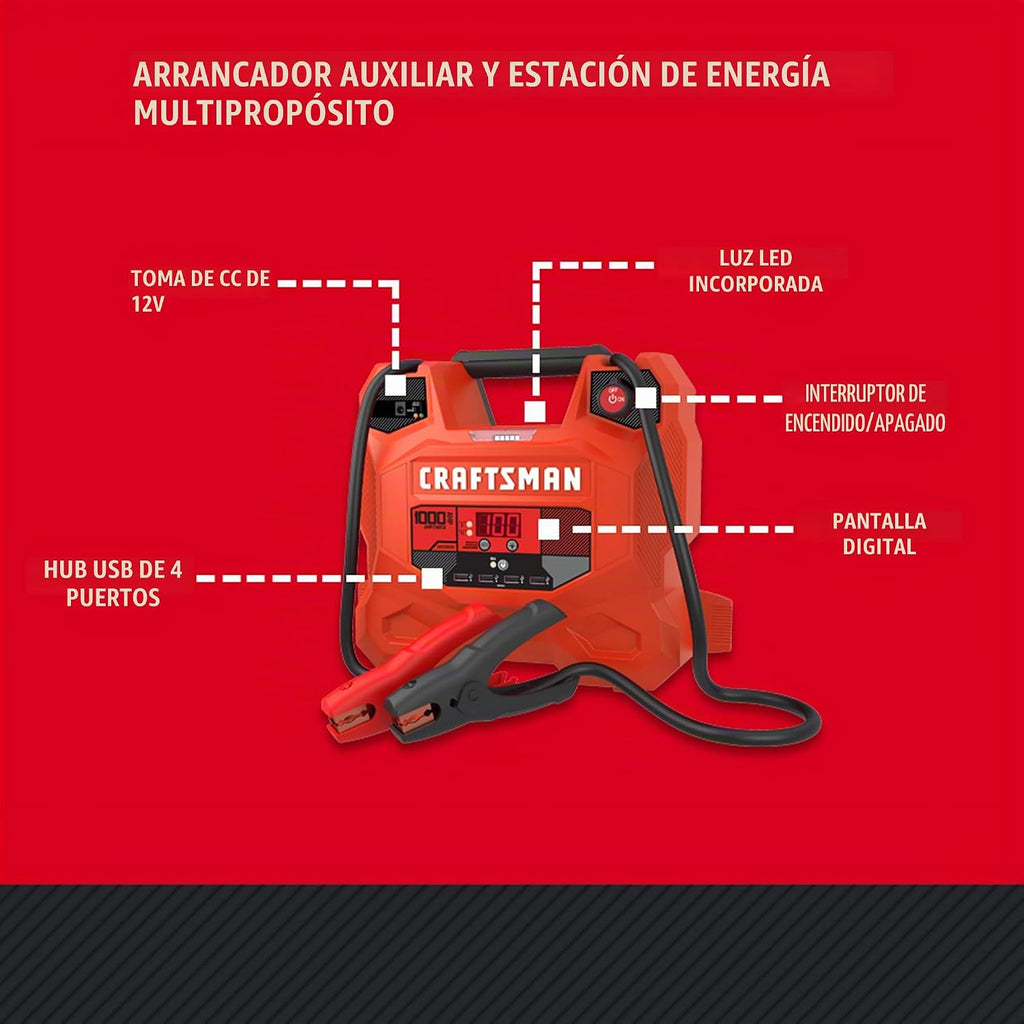 CRAFTSMAN Arrancador de batería de automóvil de 1000A y estación de...