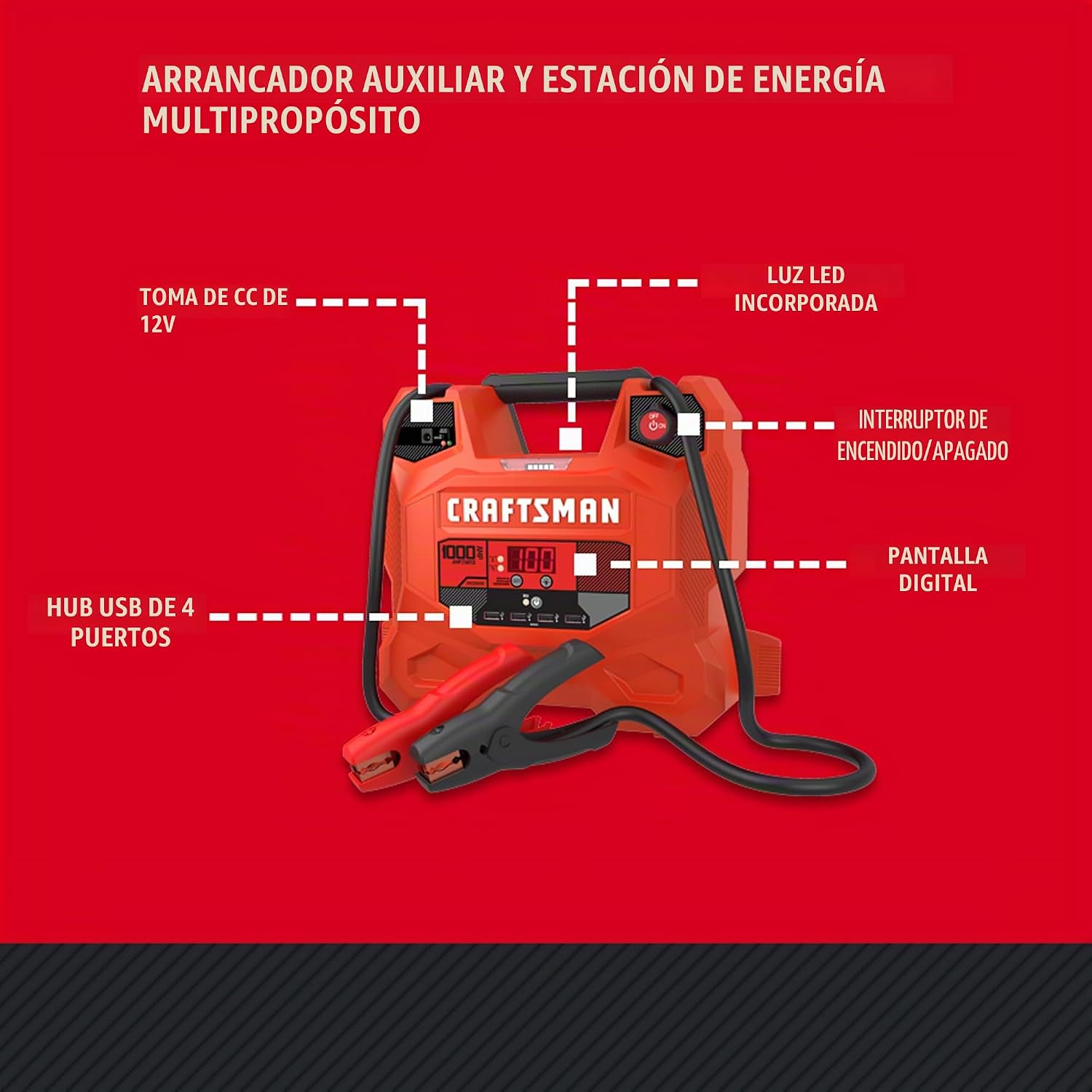 CRAFTSMAN Arrancador de batería de automóvil de 1000A y estación de...