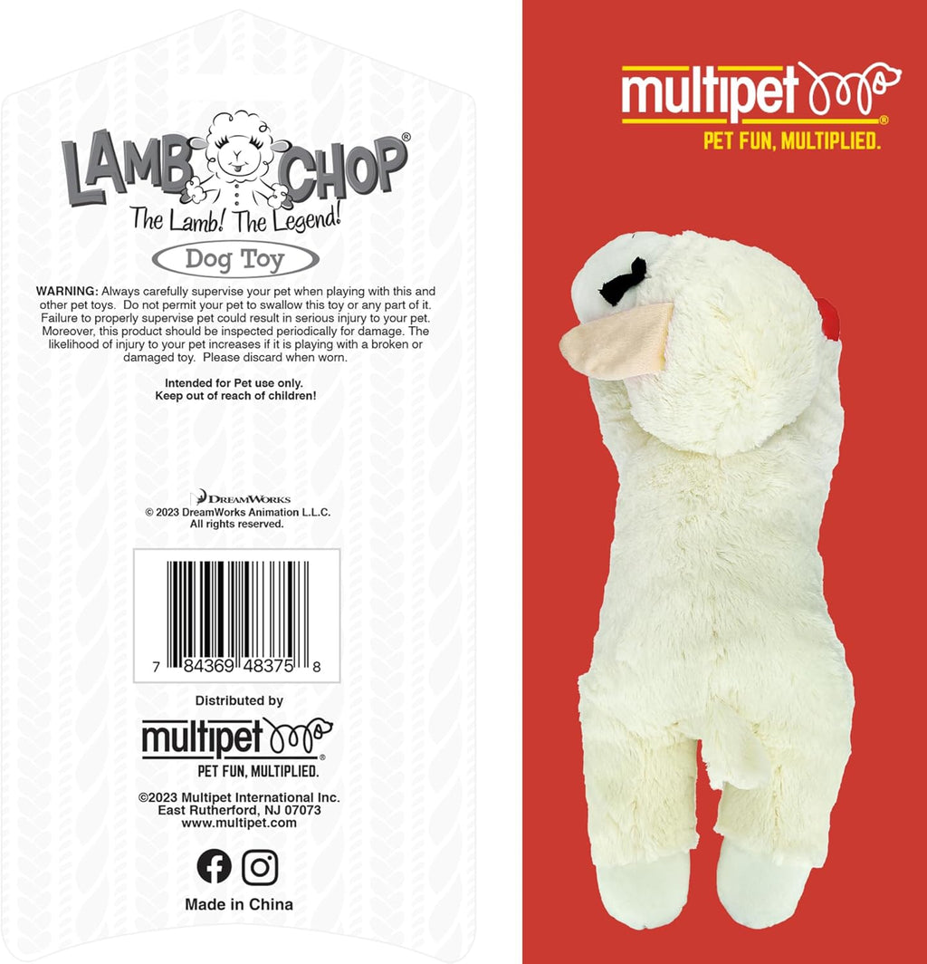 Multipet Licenciado oficialmente Lamb Chop Jumbo White Pelush Dog T...
