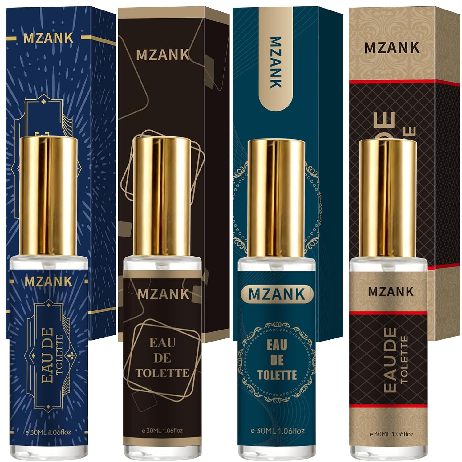 MZANK Paquete de 4 Colonia para Hombre (4x30ml), Perfume para Él, R...