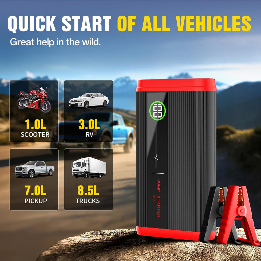 Paquete de refuerzo de batería de arranque de coche 1500A hasta 8.0...