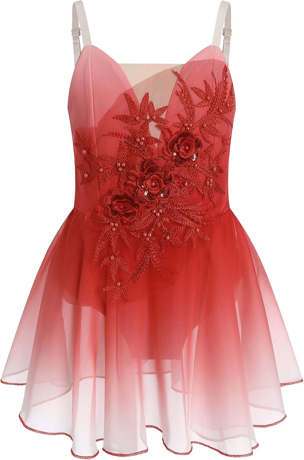 Vestido de patinaje artístico sobre hielo para niñas, lentejuelas b...