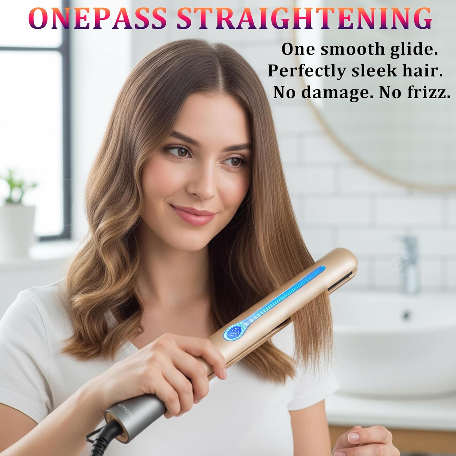 NITION - Plancha profesional de titanio para cabello, para un estil...