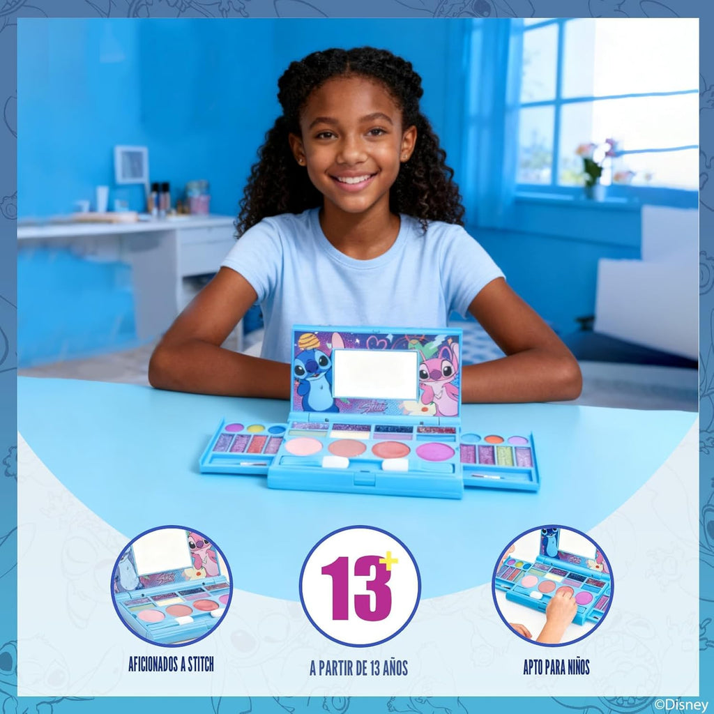 Stitch - Juego de cosméticos compacto todo en uno para niños, inclu...