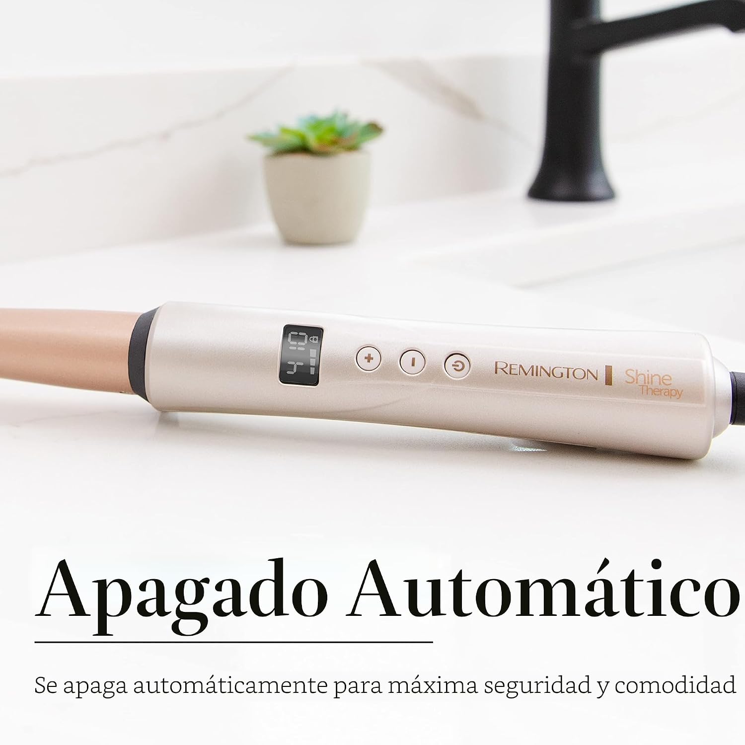 Remington Shine Therapy - Varita rizadora cónica con infusión de ac...