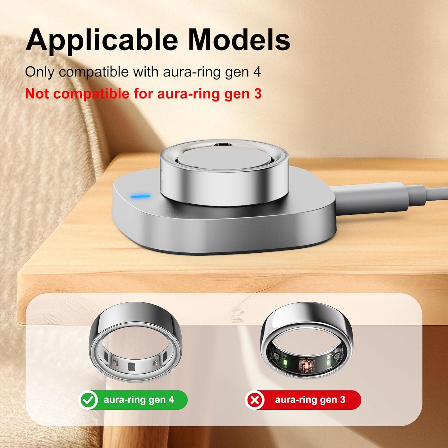 Hexasider Cargador compatible con Aura-Ring Gen 4, base de carga co...