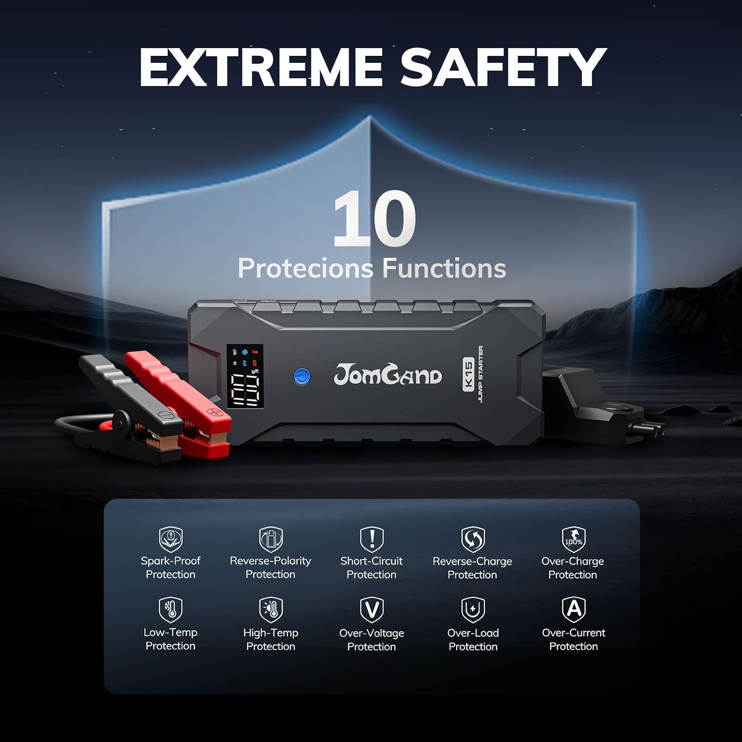 JOMGAND Arrancador K15 extremadamente seguro, batería de coche de 2...