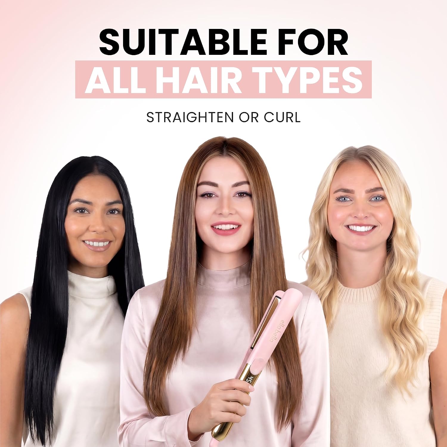 ELLA BELLA® Plancha de titanio para el cabello (con infrarrojos) \u...