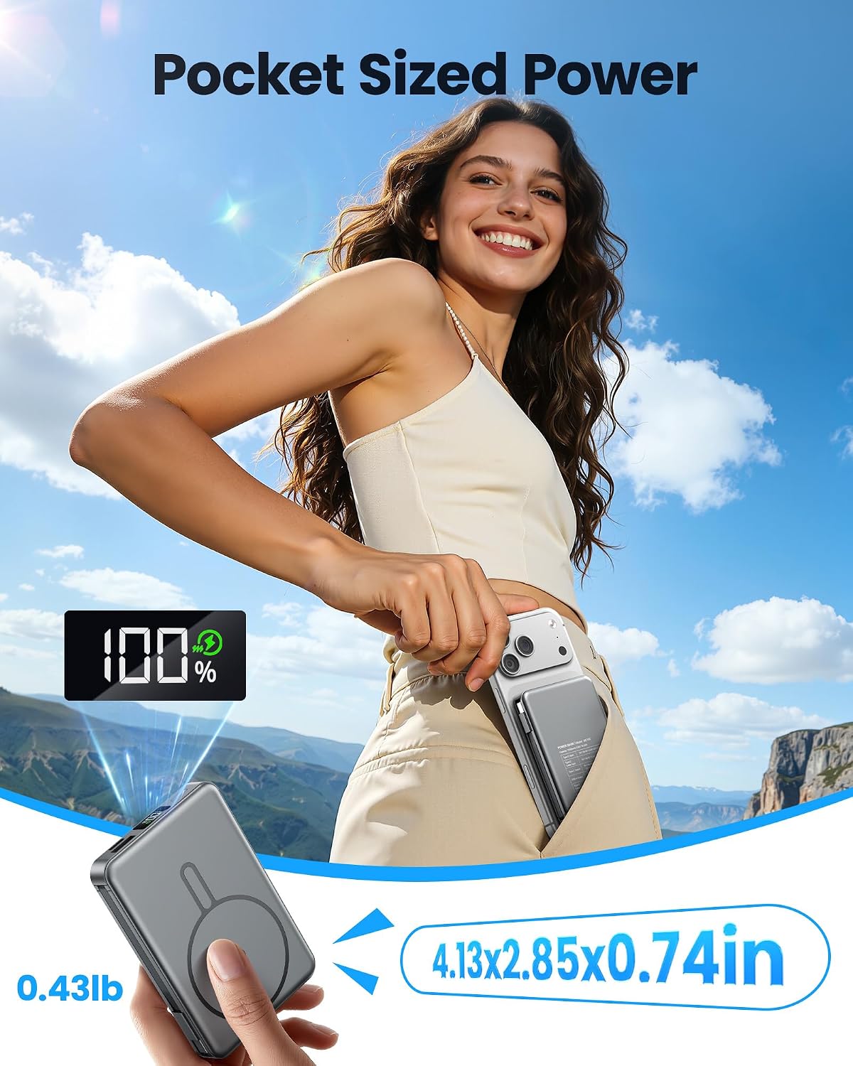 Cargador portátil magnético, cargador de batería de carga rápida de...