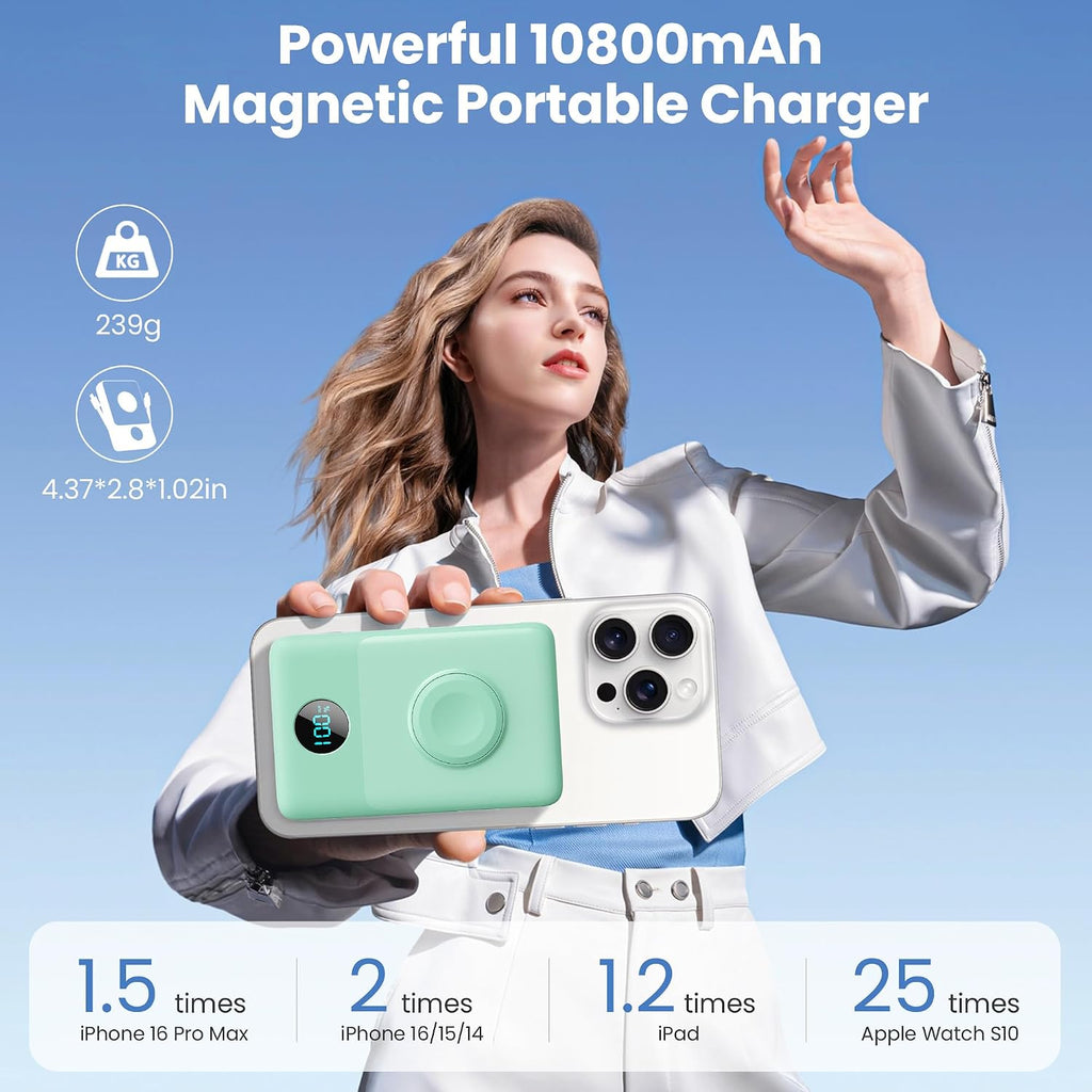 Cargador portátil magnético para MagSafe con cable integrado, carga...